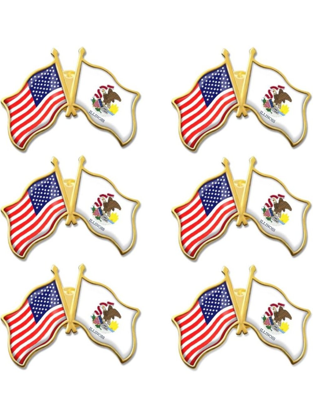 Bulk Illinois Flag Lapel Pins - 1.4” Metal US State Badges for Activists